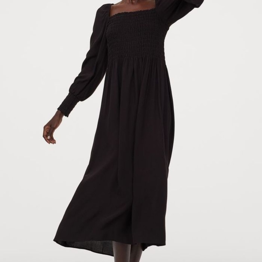New H&M smock detail midi dress long sleeve